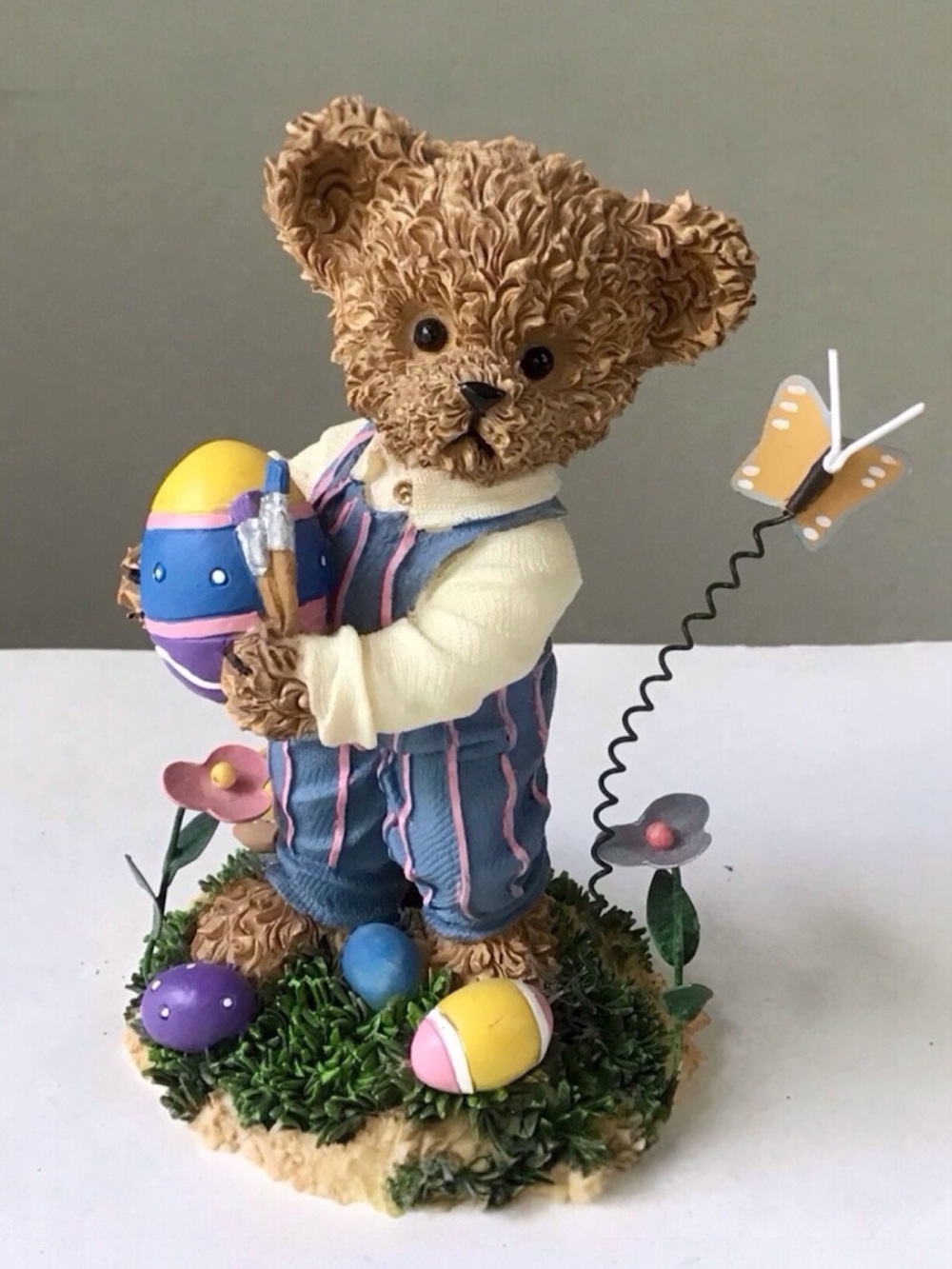 Vintage 2002 Home Interiors Kuddles Korner March Easter Bear Figurine 11804
